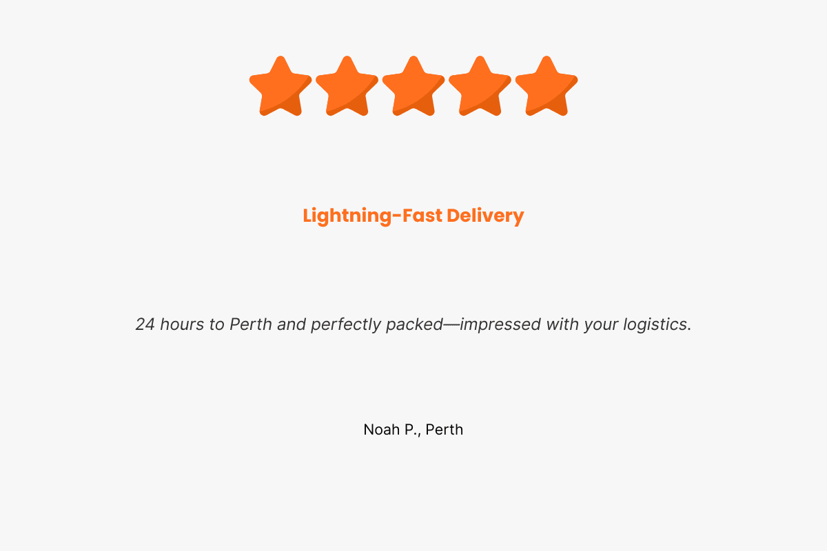 5-star customer review Noah P., Perth